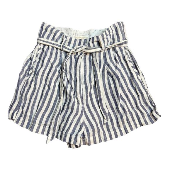Cynthia Rowley Striped Linen Paper Bag Shorts Tie Waist Casual Preppy Twee 4 - Picture 1 of 7
